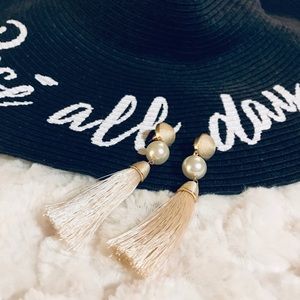 White Tassel Earrings